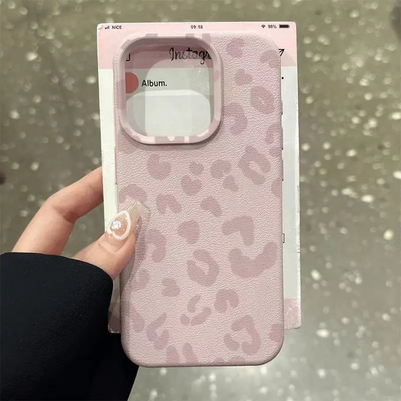 Receipt Printer Thermal - Pembe Leopar Baskı Lichee Desen Silikon